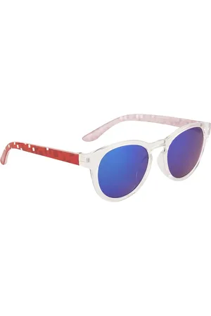 YK Unisex Kids Green Lens & White Round Sunglasses with UV Protected Lens