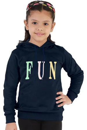 FUNKRAFTS Girls Blue Printed Hooded Sweatshirt