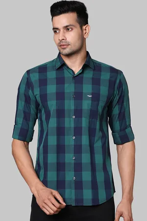 Park Avenue Men Green Slim Fit Buffalo Checks Checked Casual Shirt
