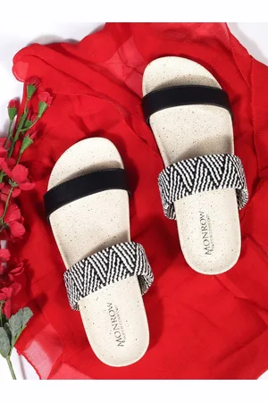 MONROW Black Printed PU Flatform Heels