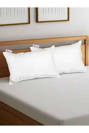 Bianca Set Of 2 White Solid Medium-Firm Anti Stress Orthopedic Fiber-Pillows