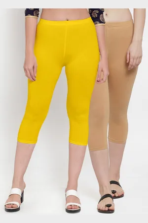 Jinfo Women Yellow & Beige Pack Of 2 Capris
