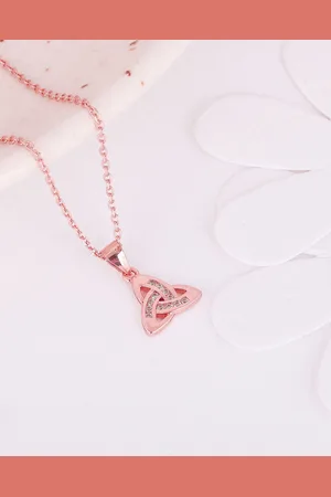 GIVA Rose Gold-Plated 925 Sterling Silver CZ Studded Pendant With Chain