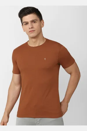 V Dot Men Brown Slim Fit T-shirt