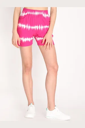 CHKOKKO Women Pink Regular Fit Printed High-Rise Shorts