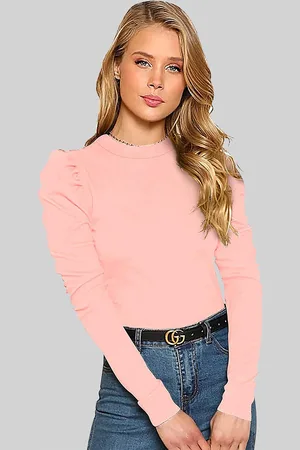 LONDON BELLY Women Peach-Coloured Solid Top