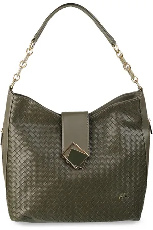 Metro Green Textured Structured Hobo Bag