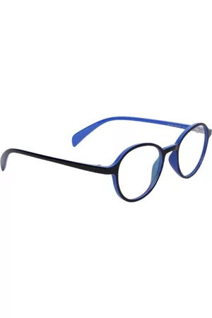 Peter Jones Eyewear Unisex Black & Blue Full Rim Round Anti Glare Computer Glasses