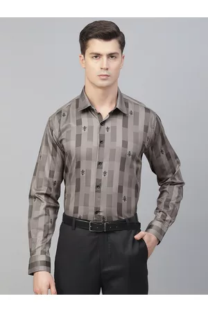 MANQ Men Brown Smart Printed Semiformal Shirt