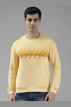 Park Avenue Men Yellow Striped Sweatshirt