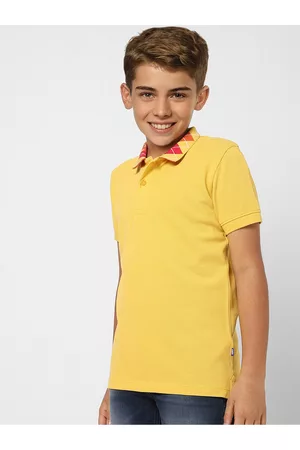 JACK & JONES Boys Yellow Polo Collar T-shirt