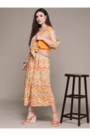aarke Ritu Kumar Yellow Embroidered Top with Trousers