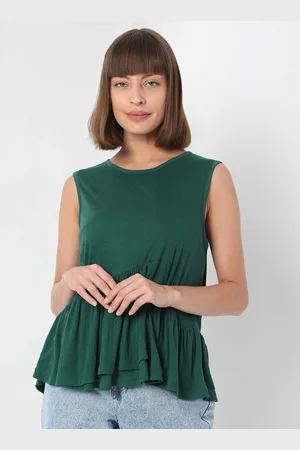 VERO MODA Women Teal Green Solid Peplum Top