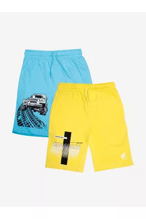 KiddoPanti Boys Pack Of 2 & Jeep Printed Sports Shorts