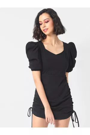 Campus Black Crepe Sheath Mini Dress