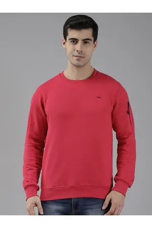 Park Avenue Men Pink Solid Sweatshirt