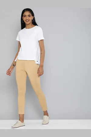 HERE&NOW Women Beige Solid Cropped Treggings