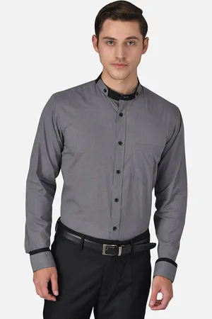 Purple State Men Grey Slim Fit Micro Checked Formal Shirt