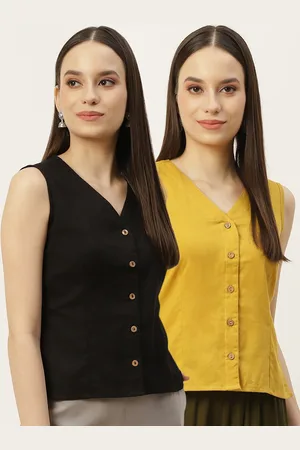 Molcha Women Pack Of 2 Solid Cotton Long Saree Blouse
