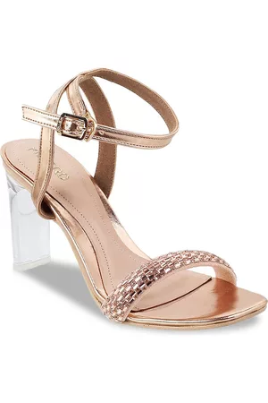 Metro Women Rose Gold-Toned Block Sandals