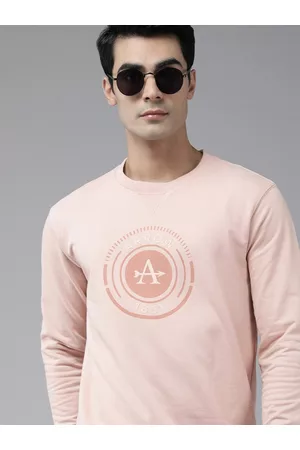 Arrow Men Light Pink Brand Logo Print Sweatshirt
