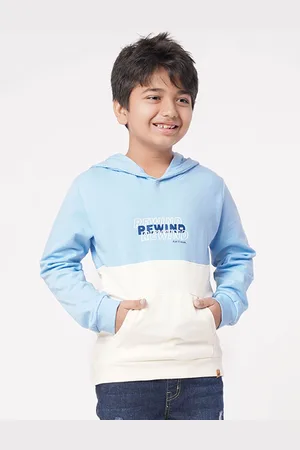 Ed-a-Mamma Boys Blue Colourblocked Hooded Sweatshirt