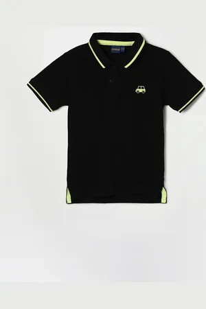 Lifestyle Boys Black Polo Collar Pure Cotton T-shirt