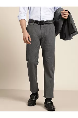 Buy Mens Slim Fit Slub Formal Trousers Grey at Amazon.in