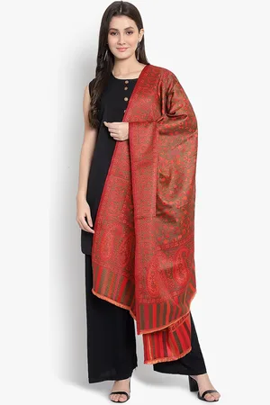 Mizash Women Red Woven Design Shawl