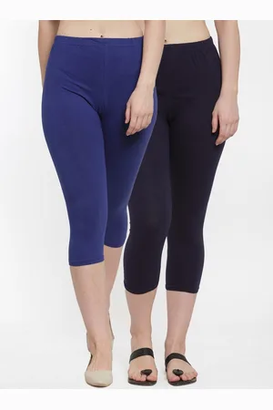 Jinfo Women Set Of 2 Blue & Navy Blue Capris