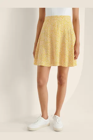 NA-KD Women Yellow & White Floral Flared Skirt