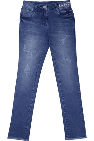 Tiny Girl Girls Blue Slim Fit Heavy Fade Stretchable Jeans