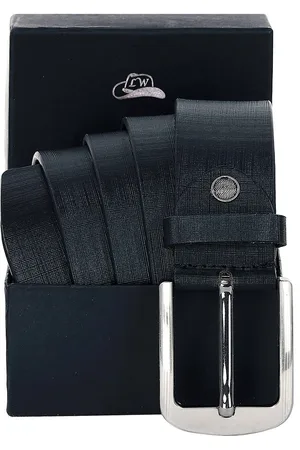 Leather World Men Black Textured Leather Formal Belt