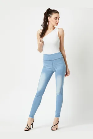 Miss Chase Women Blue Washed Skinny Fit Denim Jeggings