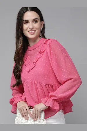 Rare Fashion Pink Ruffles Georgette Top