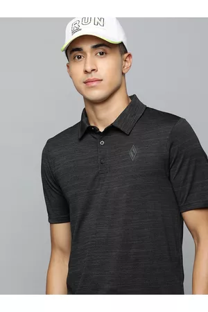 Skechers Men Black Polo Collar T-shirt
