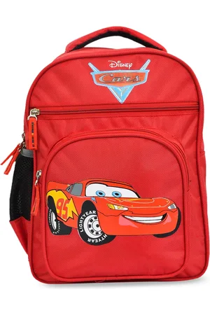 Kuber Industries Kids Disney Red Cars 4 Compartment Waterproof School Backpack