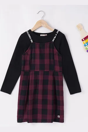 Ed-a-Mamma Girls Cotton Checked Pinafore Dress