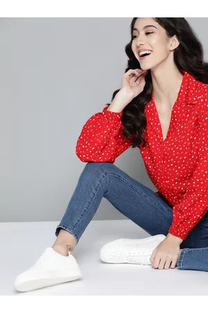 Mast & Harbour Women Red & White Printed Casual Shirt