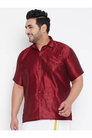 Vastramay Plus Size Men Maroon Premium Casual Shirt