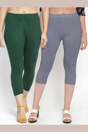 Jinfo Women Grey & Green Capris