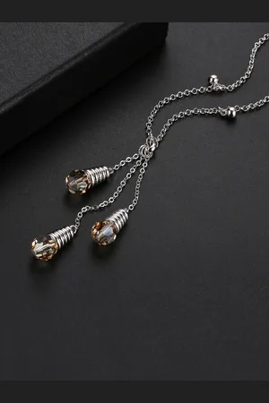 Jewels Galaxy Yellow CZ-Studded & Silver-Toned Rhodium-Plated Pendant With Chain
