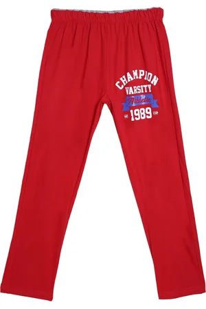 Sweet Angel Boys Red Typography Pure Cotton Relaxed-Fit Track Pants
