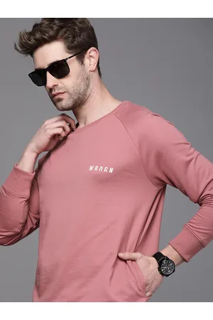 WROGN Men Mauve Solid Round Neck Sweatshirt
