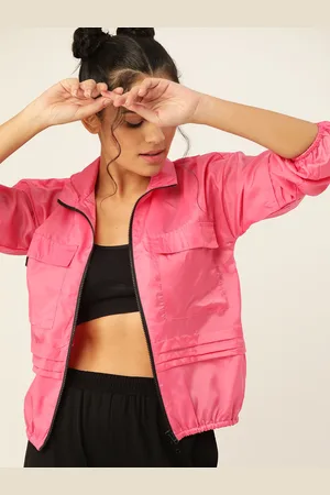 DressBerry Women Pink Solid Lightweight Sporty Jacket