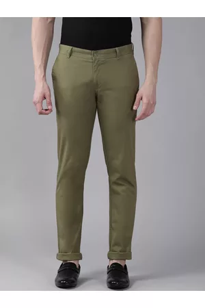 Buy Blackberrys Men Olive Green Regular Fit Solid Corduroy Trousers   Trousers for Men 7795951  Myntra