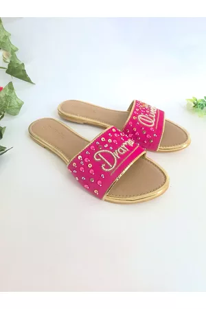 Sole House Women Pink Embellished Ethnic Open Toe Flats