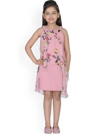CUTECUMBER Girls Peach-Coloured A-Line Dress