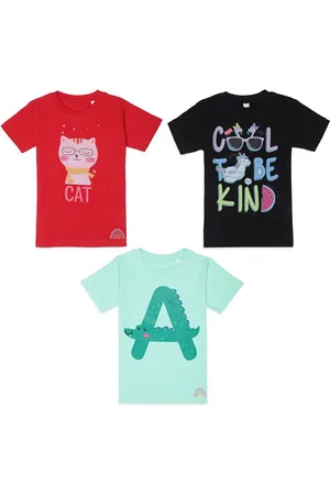 Tossido Pack Of 3 Kids Typography Printed T-shirt