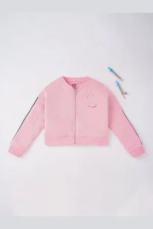 Ed-a-Mamma Girls Pink Crop Open Front Jacket